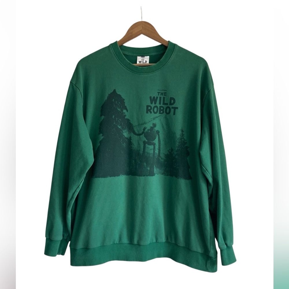 Dreamworks Dark Green 'The Wild Robot' Crewneck Pullover Sweatshirt